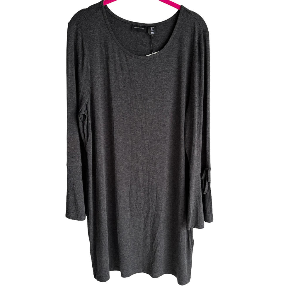 NWT MERCER & MADISON Charcoal Gray Long Flared Sleeve Ladies Dress, L